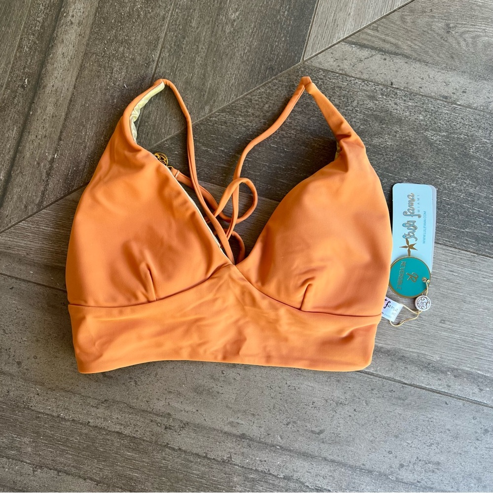 NWT Luli Fama COSITA BUENA Cross Back Bustier Top Melon Medium - Picture 4 of 5